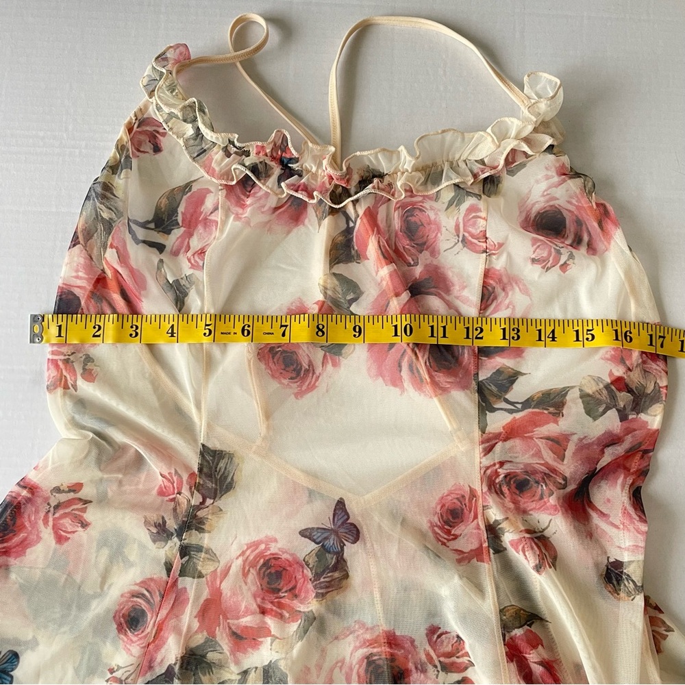 Floral Sheer Chemise with Ruffle Trim - Picture 5 of 11